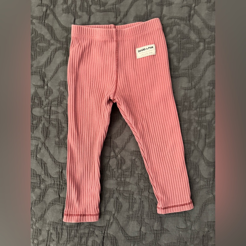 Kids Ribbed Pink Leggings